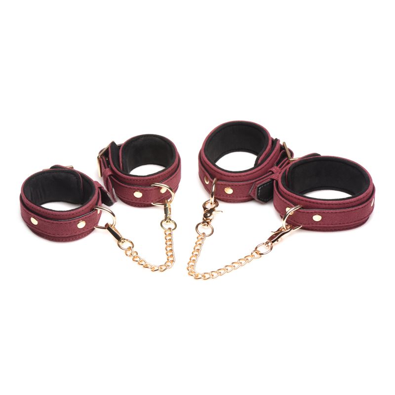 Master Series 6 Piece Velvet Bondage Set Burgundy