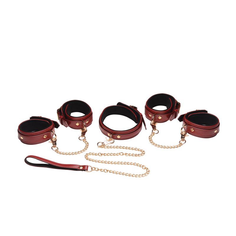 Master Series 6 Piece Bondage Set Burgundy