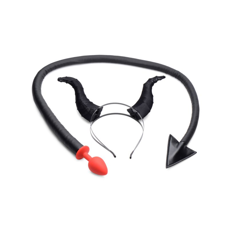 Tailz | Devil Tail Anal Plug & Horn Set Black