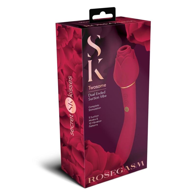 Secret Kisses ROSEGASM LINGO Rose Red 20.3cm Dual Vibrator & Flicking Stimulator