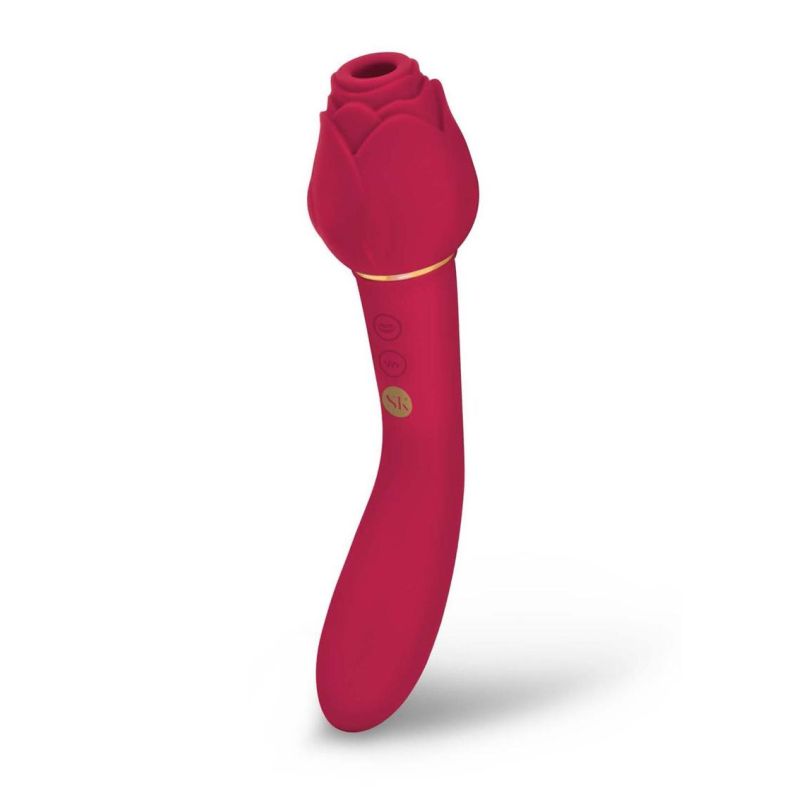 Secret Kisses ROSEGASM LINGO Rose Red 20.3cm Dual Vibrator & Flicking Stimulator