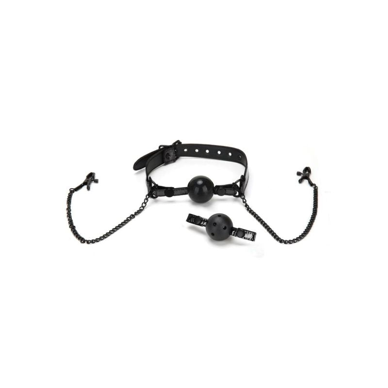 Whipsmart | Whip Smart Diamond Ball Gag w Nipple Clips Black