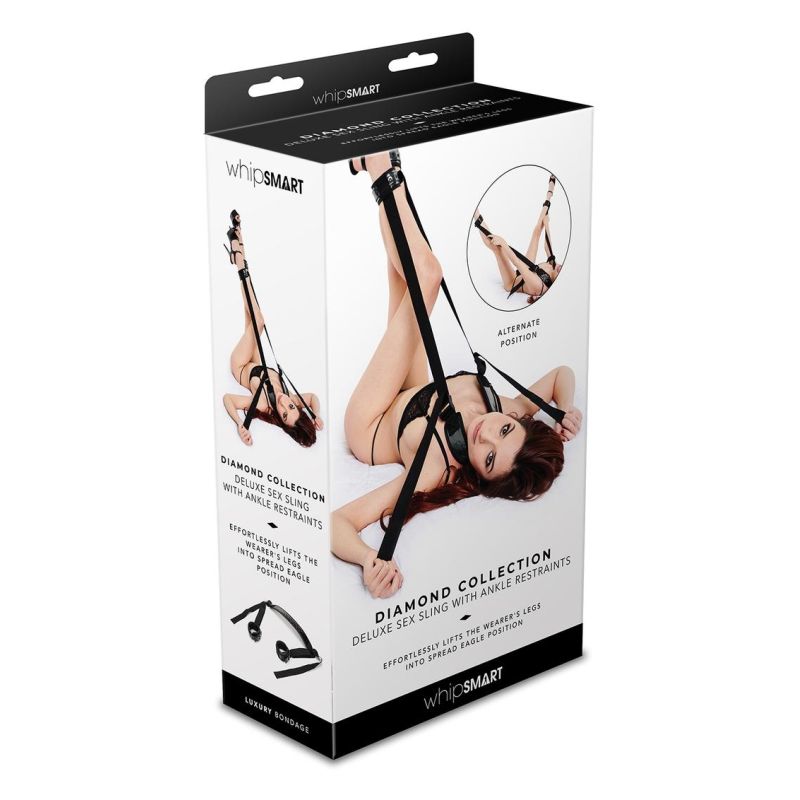 Whipsmart Diamond Deluxe Sex Sling w Ankle Restraints Black