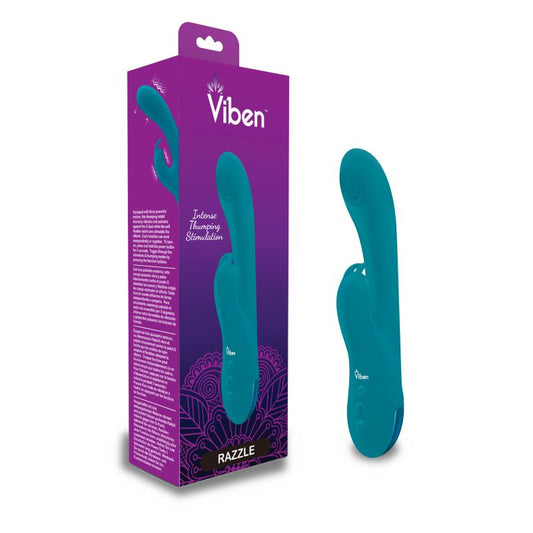 Viben Razzle Rechargeable Thumping Rabbit Vibrator Ocean