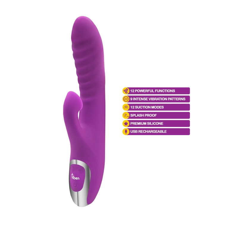 Viben Frenzy Suction Rabbit Vibe Vibrator Berry