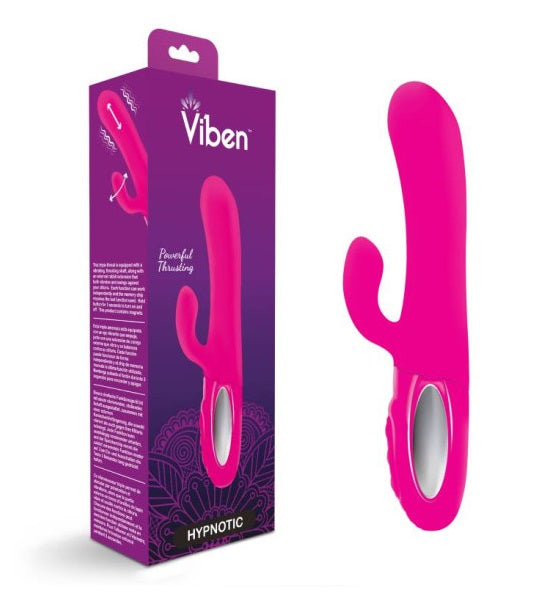 Viben Hypnotic Thrusting Rabbit Vibe w Swinging Clit Stim Hot Pink