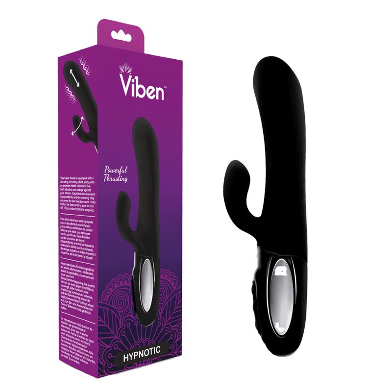 Viben Hypnotic Thrusting Rabbit Vibe w Swinging Clit Stim Black