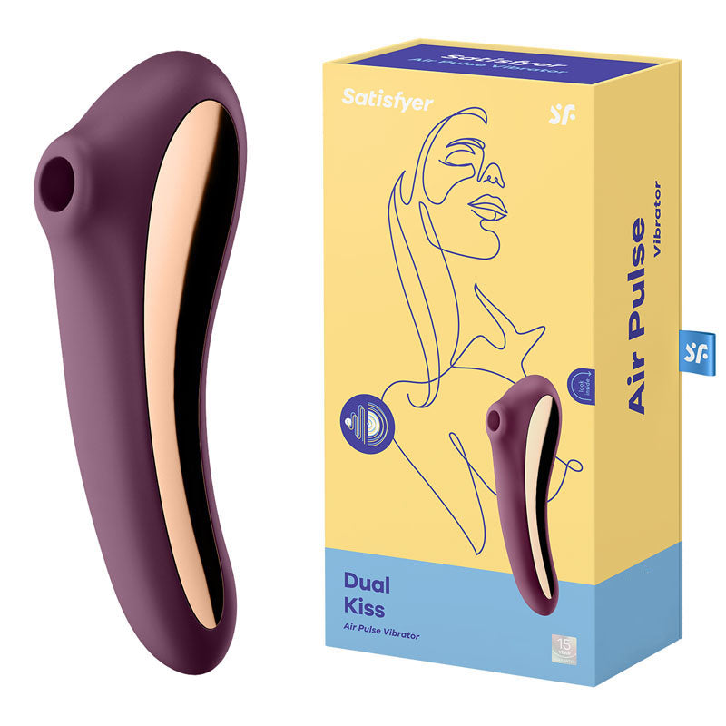 Satisfyer Dual Kiss USB-Rechargeable Clitoral Stimulator - Purple