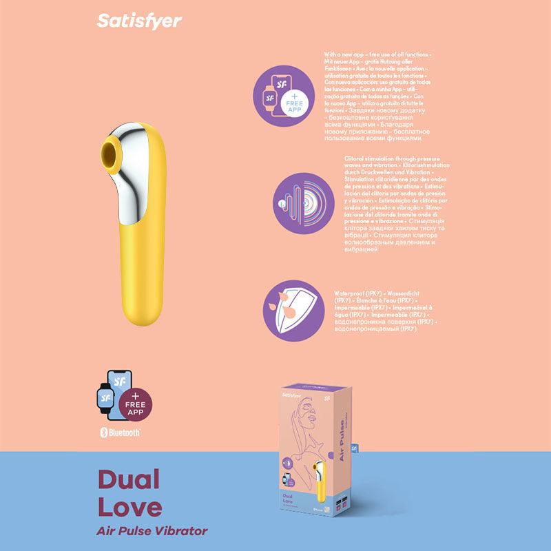 Satisfyer Dual Love App Controlled Touch-Free USB Clitoral Stimulator - Yellow